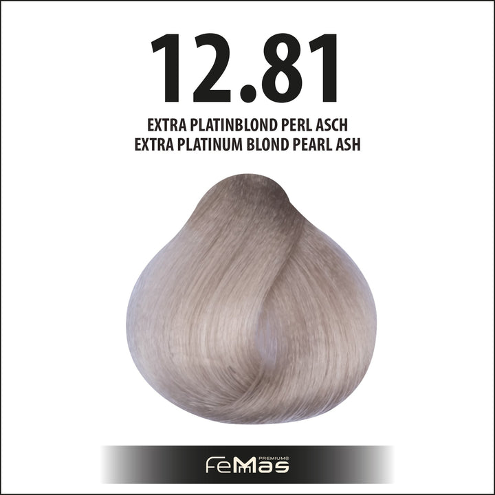 FemMas Haarfarbe 100 ml - Spezialblond Perle Asch (Farbcode: 12.81)