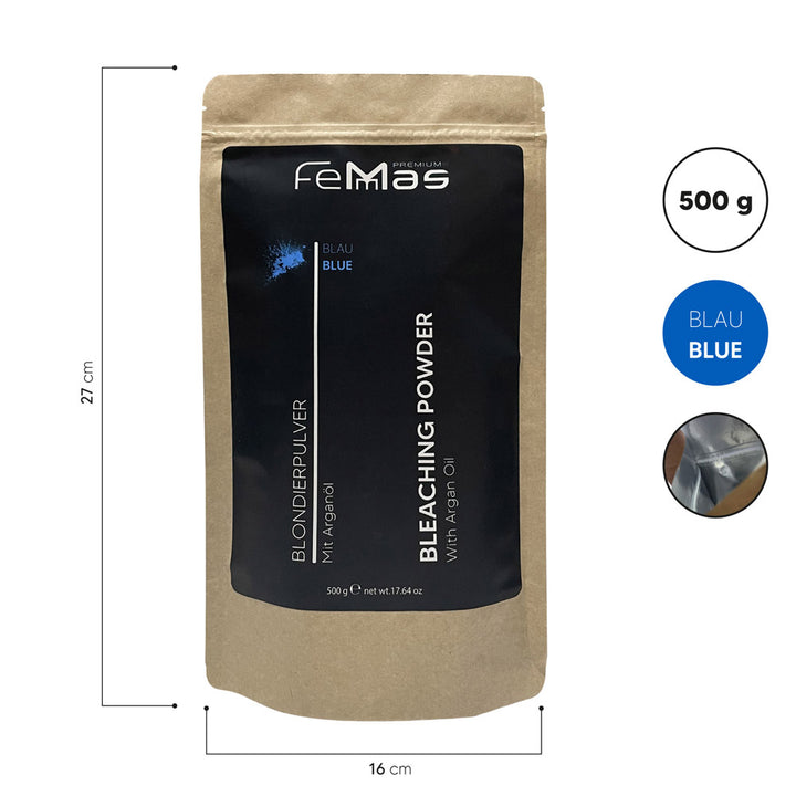 FemMas Blondierpulver Blau mit Arganöl – 500 g