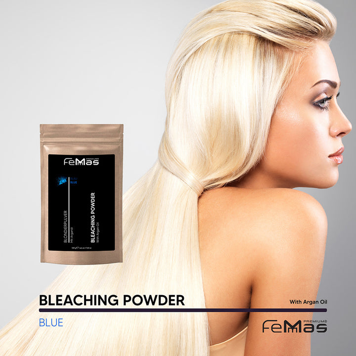 FemMas Blondierpulver Blau mit Arganöl – 500 g