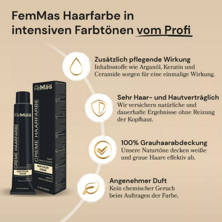 FemMas Haarfarbe 100 ml - Dunkelblond ultra intensiv (Farbcode: 6.00)