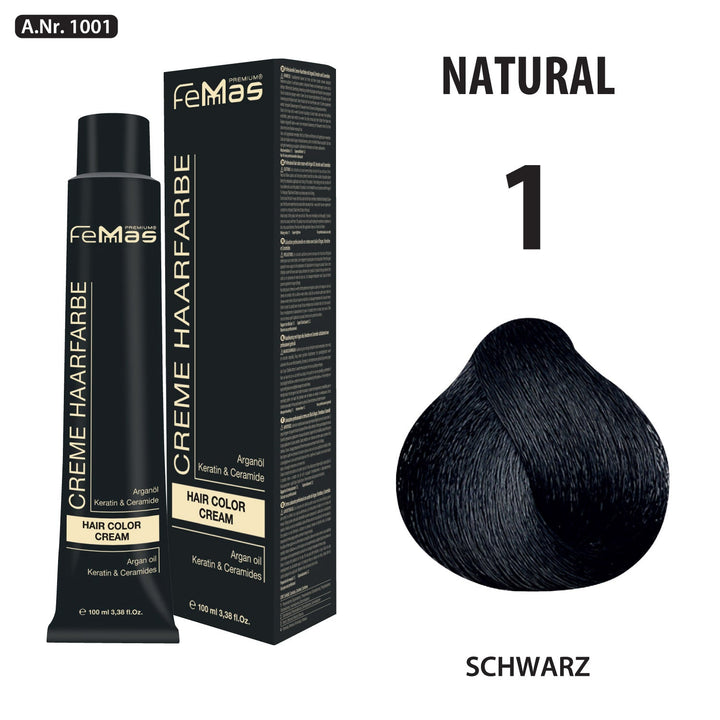 FemMas Haarfarbe 100ml - Schwarz (Farbcode: 1)