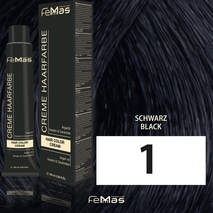 FemMas Haarfarbe 100ml - Schwarz (Farbcode: 1)
