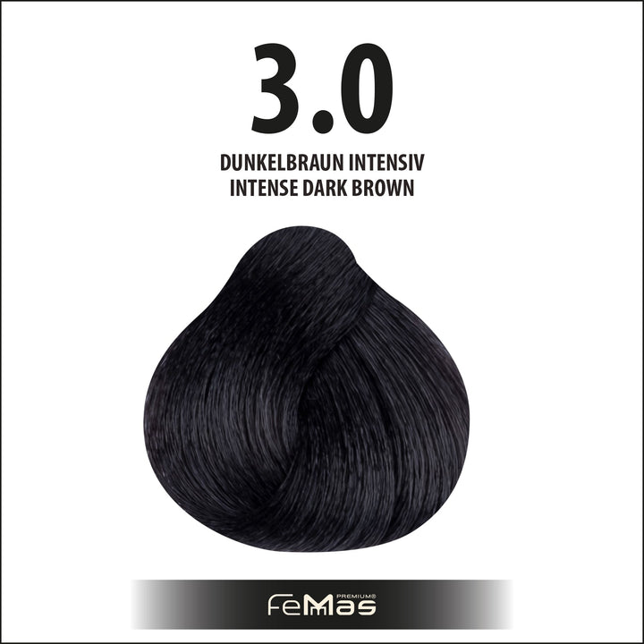 FemMas Haarfarbe 100ml - Dunkelbraun intensiv (Farbcode: 3.0)