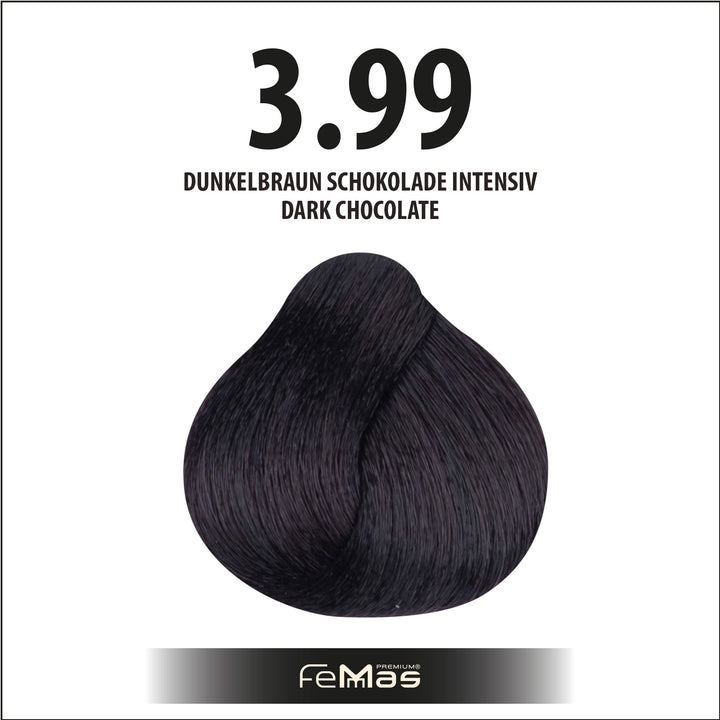 FemMas Haarfarbe 100ml - Dunkelbraun Schokolade Intensiv (Farbcode: 3.99)