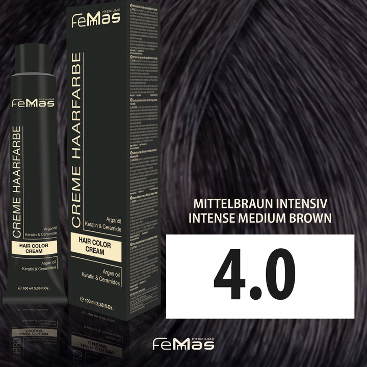 FemMas Haarfarbe 100ml - Mittelbraun intensiv (Farbcode: 4.0)