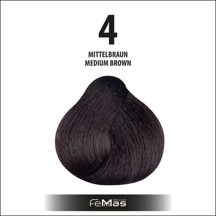 FemMas Haarfarbe 100 ml - Mittelbraun (Farbcode: 4)