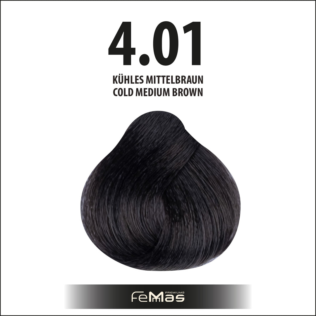 FemMas Haarfarbe 100ml - Kühles Mittelbraun (Farbcode: 4.01)