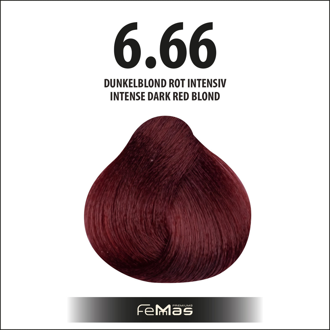 FemMas Haarfarbe 100 ml -  Dunkelblond Rot Intensiv (Farbcode: 6.66)