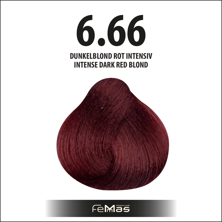 FemMas Haarfarbe 100 ml -  Dunkelblond Rot Intensiv (Farbcode: 6.66)