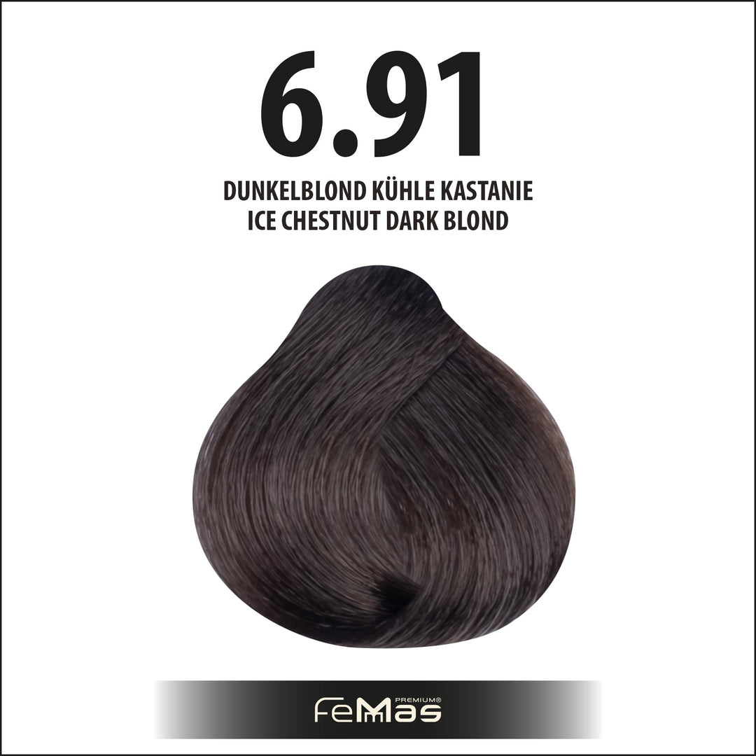 FemMas Haarfarbe 100 ml - Dunkelblond Kühle Kastanie (Farbcode: 6.91)