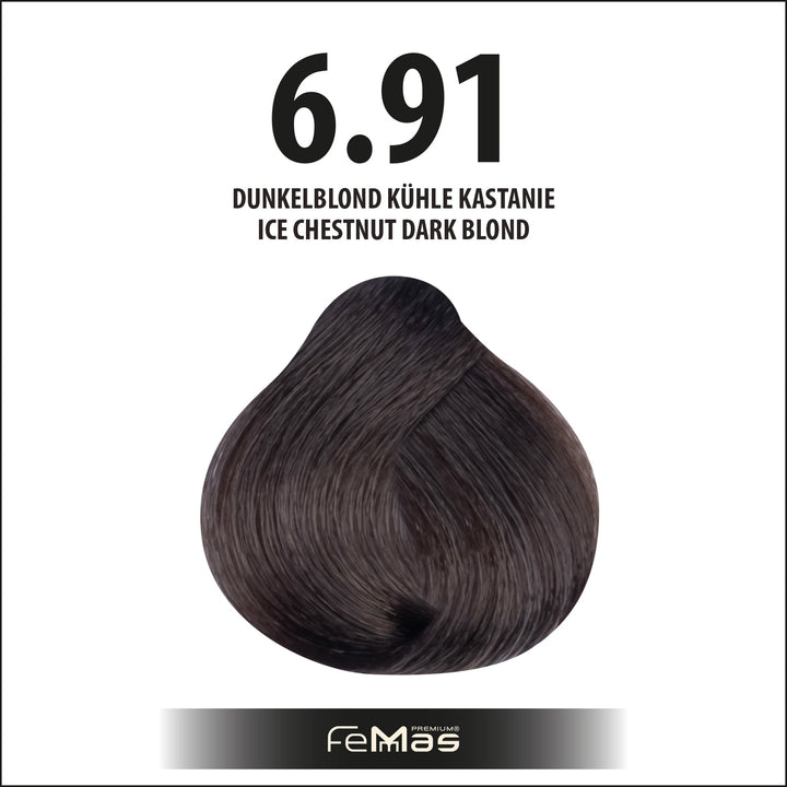 FemMas Haarfarbe 100 ml - Dunkelblond Kühle Kastanie (Farbcode: 6.91)