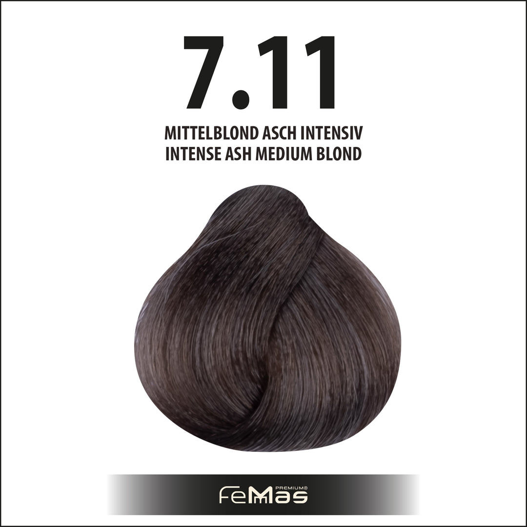 FemMas Haarfarbe 100 ml - Mittelblond Asch Intensive (Farbcode: 7.11)