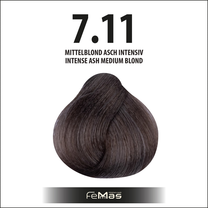 FemMas Haarfarbe 100 ml - Mittelblond Asch Intensive (Farbcode: 7.11)