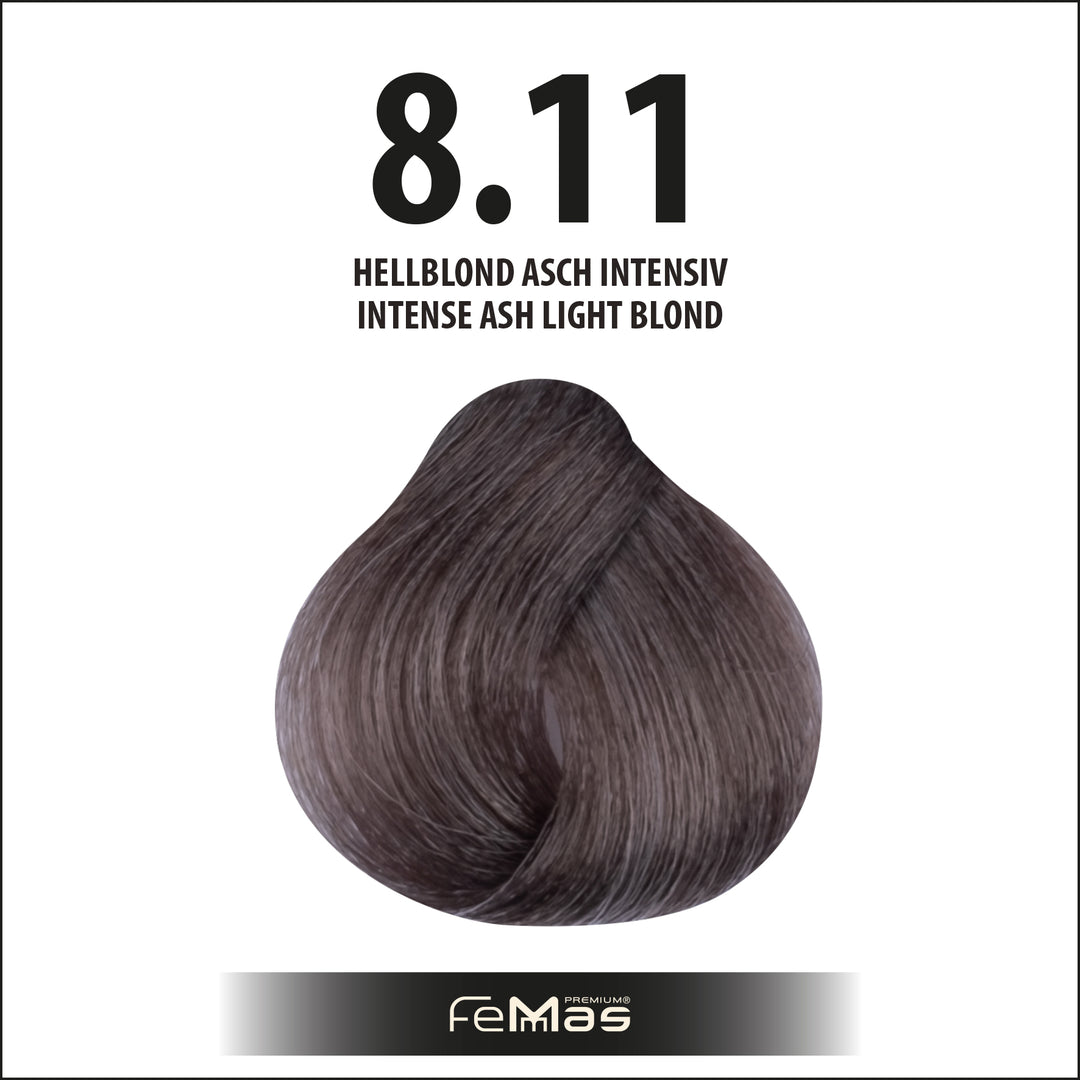FemMas Haarfarbe 100 ml - Hellblond Asch Intensive (Farbcode: 8.11)