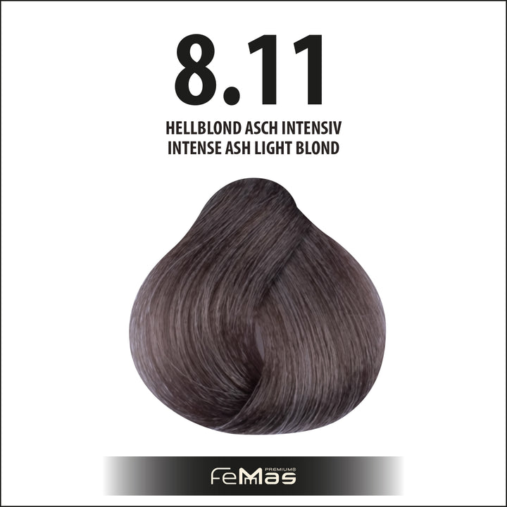 FemMas Haarfarbe 100 ml - Hellblond Asch Intensive (Farbcode: 8.11)