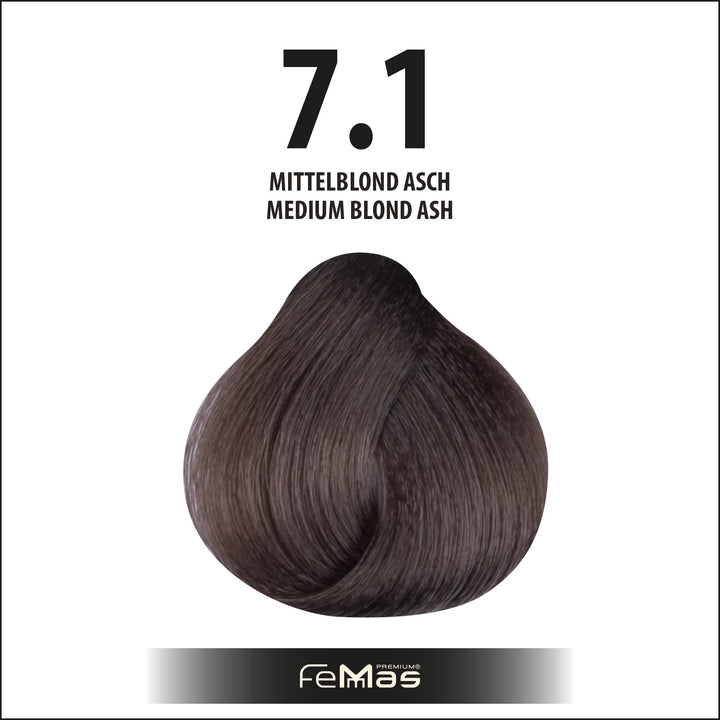 FemMas Haarfarbe 100 ml - Mittelblond Asch (Farbcode: 7.1)