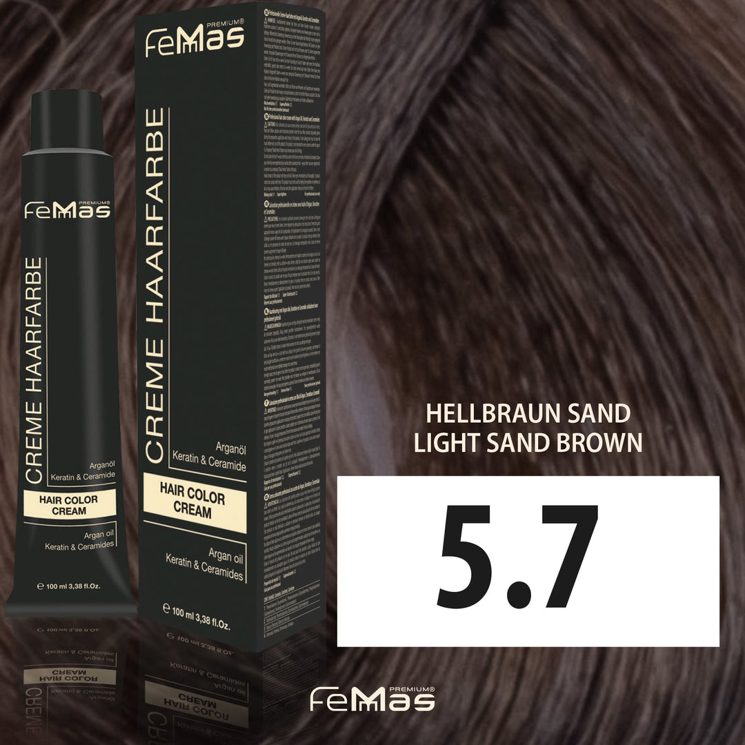 FemMas Haarfarbe 100 ml - Hellbraun Sand (Farbcode: 5.7)