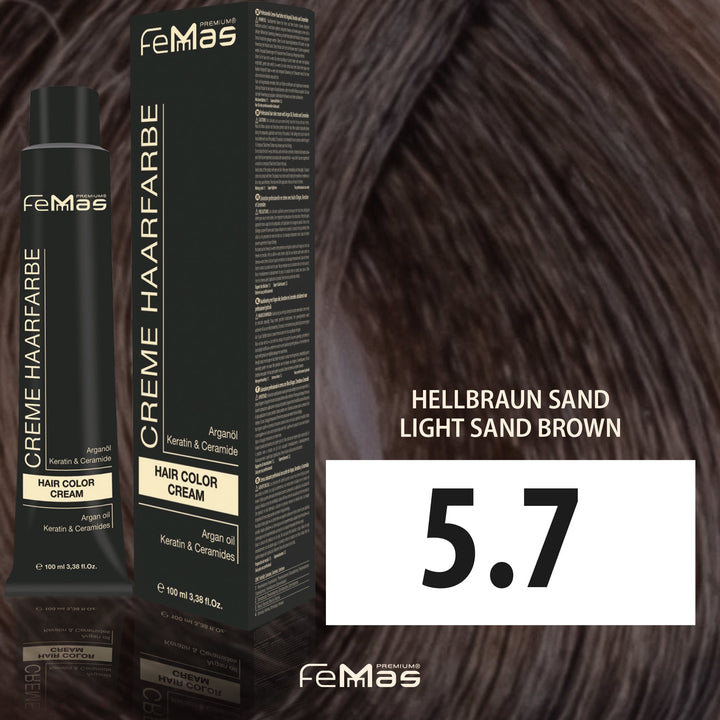 FemMas Haarfarbe 100 ml - Hellbraun Sand (Farbcode: 5.7)