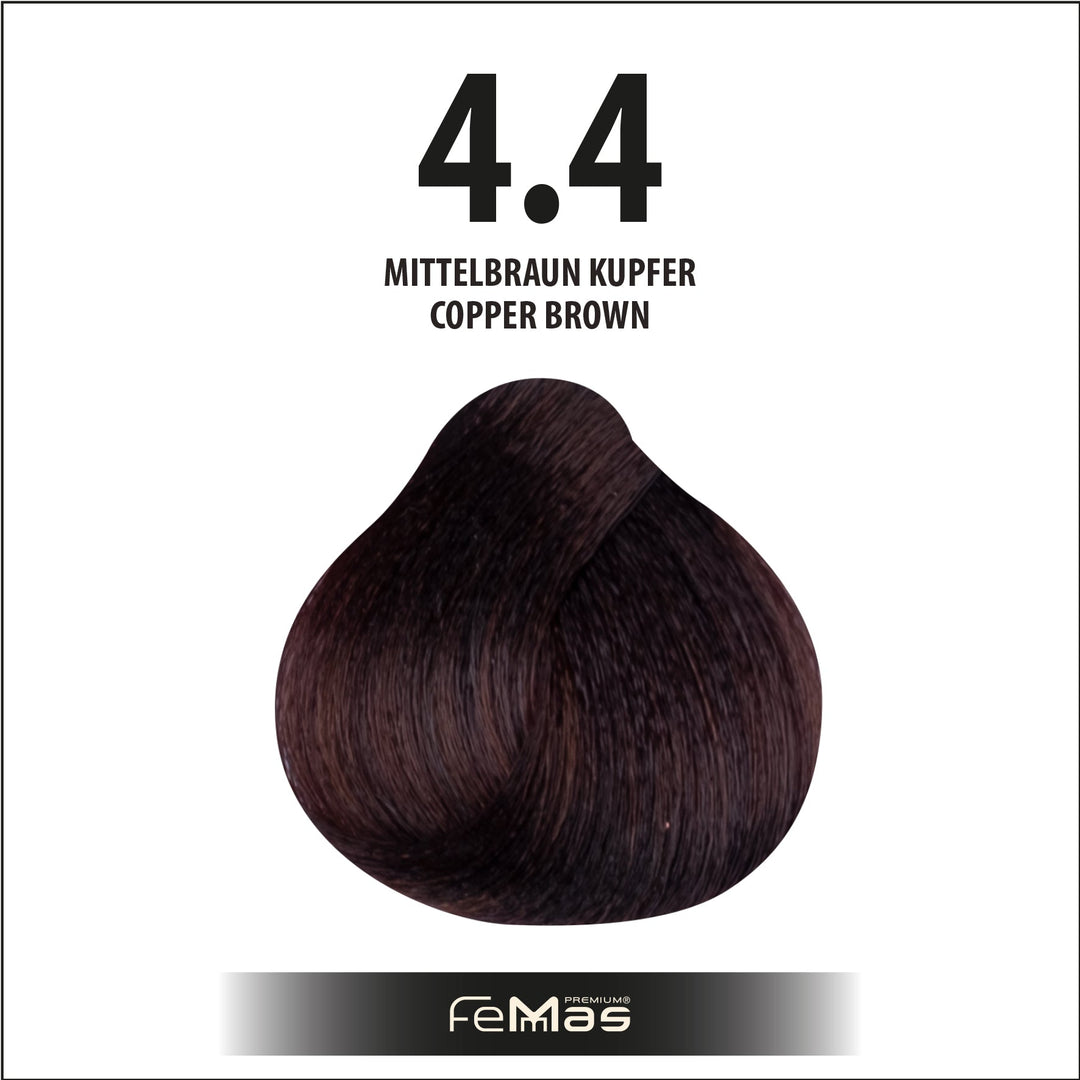 FemMas Haarfarbe 100 ml - Mittelbraun Kupfer (Farbcode: 4.4)