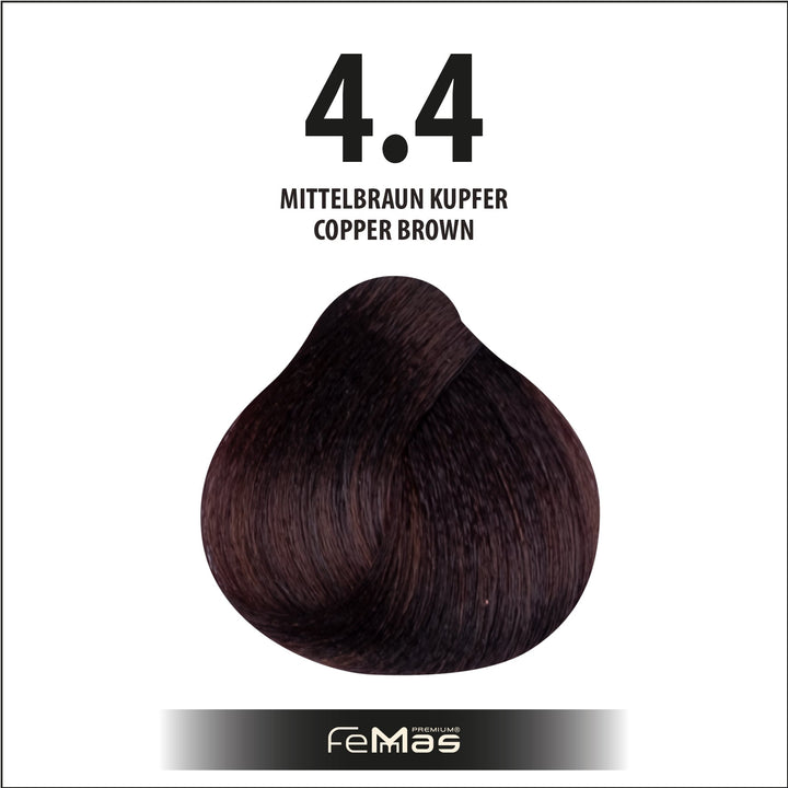 FemMas Haarfarbe 100 ml - Mittelbraun Kupfer (Farbcode: 4.4)