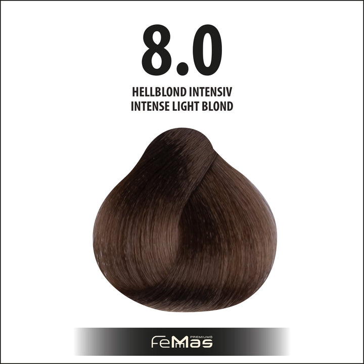 FemMas Haarfarbe 100 ml - Hellblond Intensive (Farbcode: 8.0)