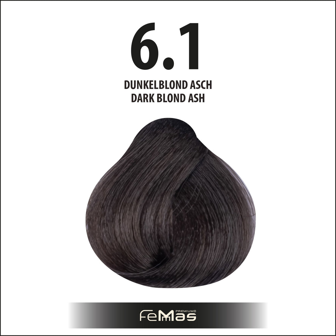 FemMas Haarfarbe 100 ml - Dunkelblond Asch (Farbcode: 6.1)