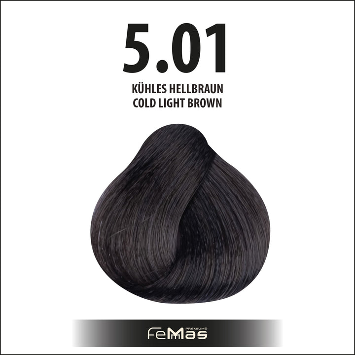 FemMas Haarfarbe 100 ml - Kühles Hellbraun (Farbcode: 5.01)