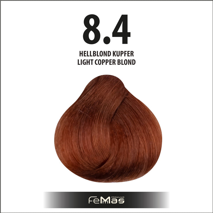 FemMas Haarfarbe 100 ml - Hellblond Kupfer (Farbcode: 8.4)