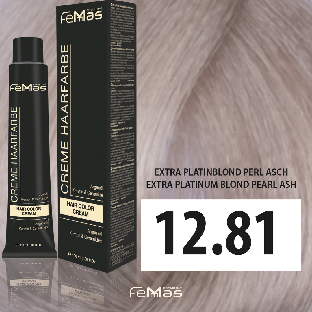 FemMas Haarfarbe 100 ml - Spezialblond Perle Asch (Farbcode: 12.81)