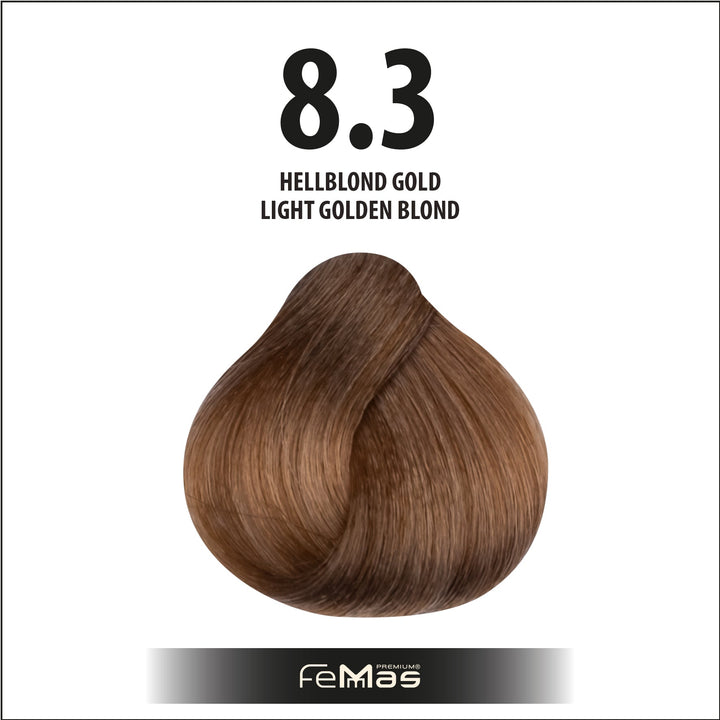 FemMas Haarfarbe 100 ml - Hellblond Gold (Farbcode: 8.3)