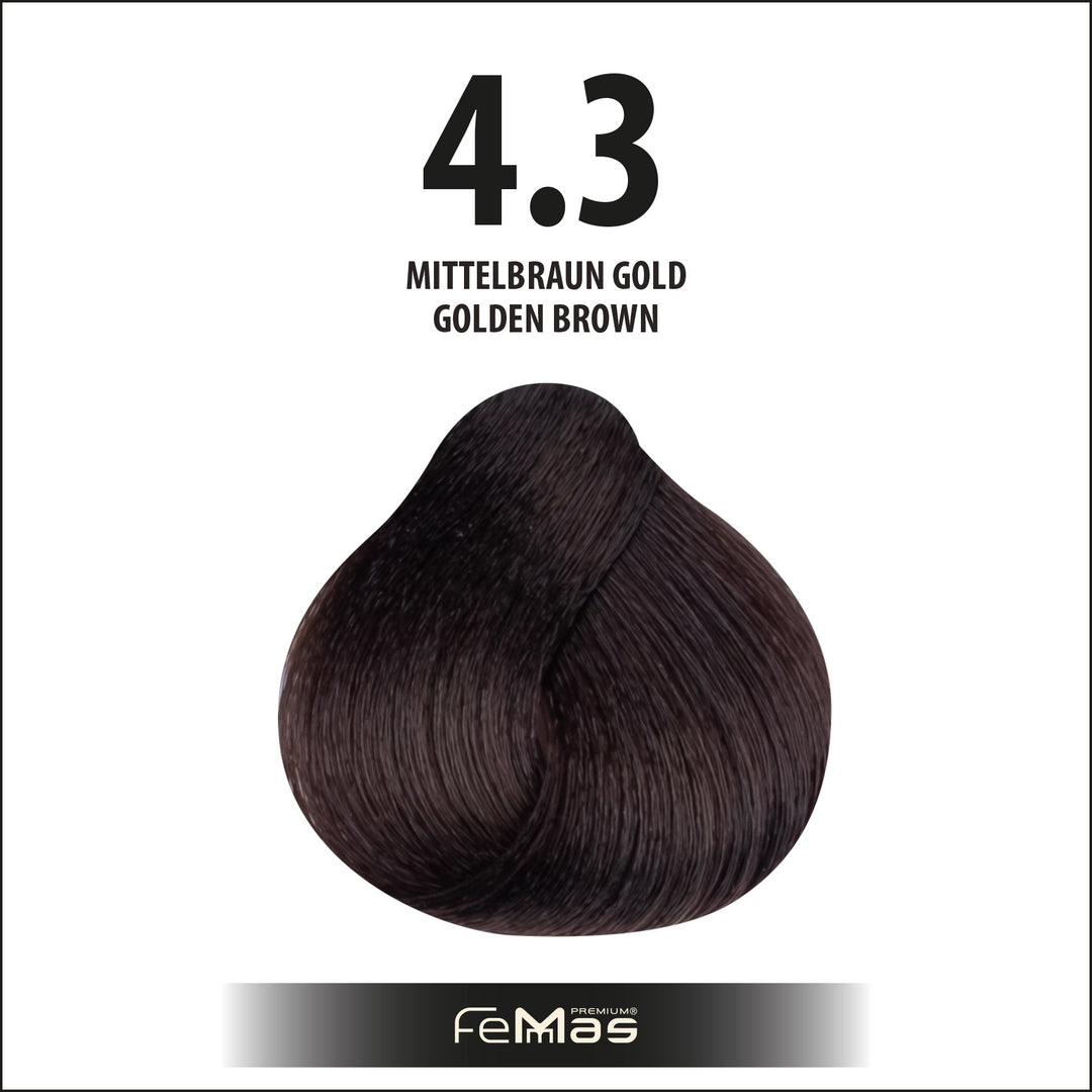 FemMas Haarfarbe 100 ml - Mittelbraun Gold (Farbcode: 4.3)