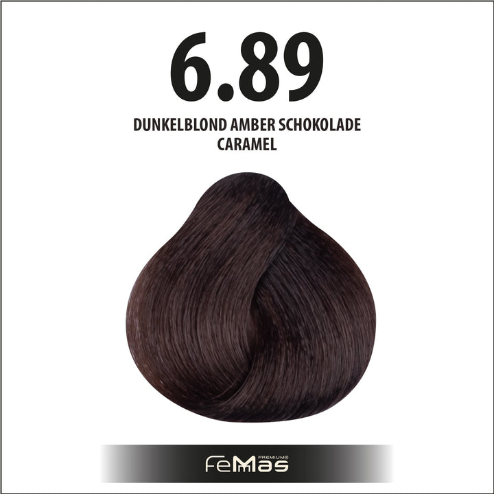 FemMas Haarfarbe 100 ml - Dunkelblond Amber Schokolade (Farbcode: 6.89)