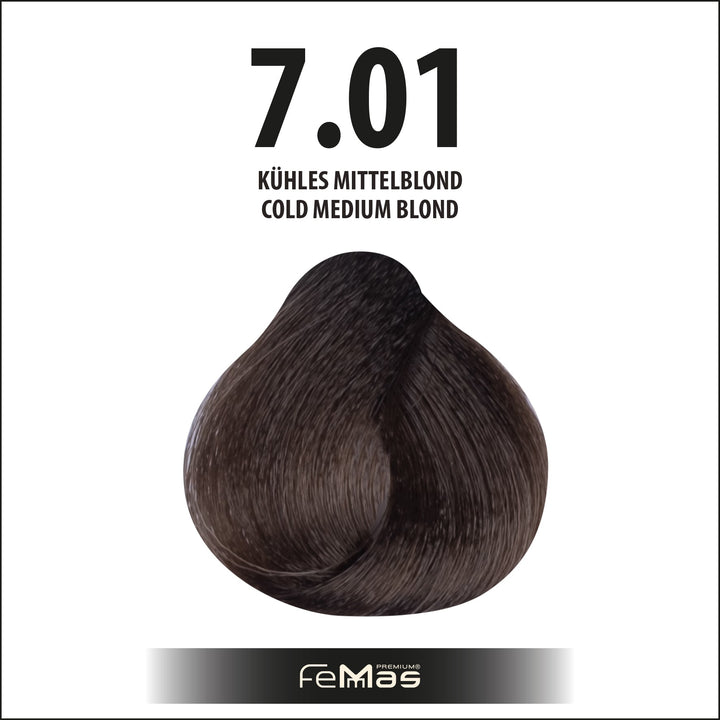 FemMas Haarfarbe 100 ml - Kühles Mittelblond (Farbcode: 7.01)