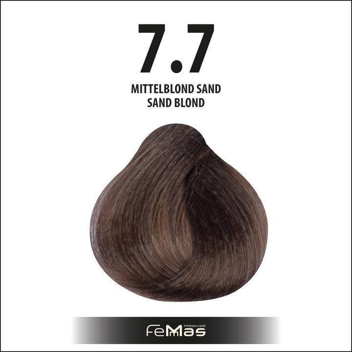 FemMas Haarfarbe 100 ml - Mittelblond Sand (Farbcode: 7.7)