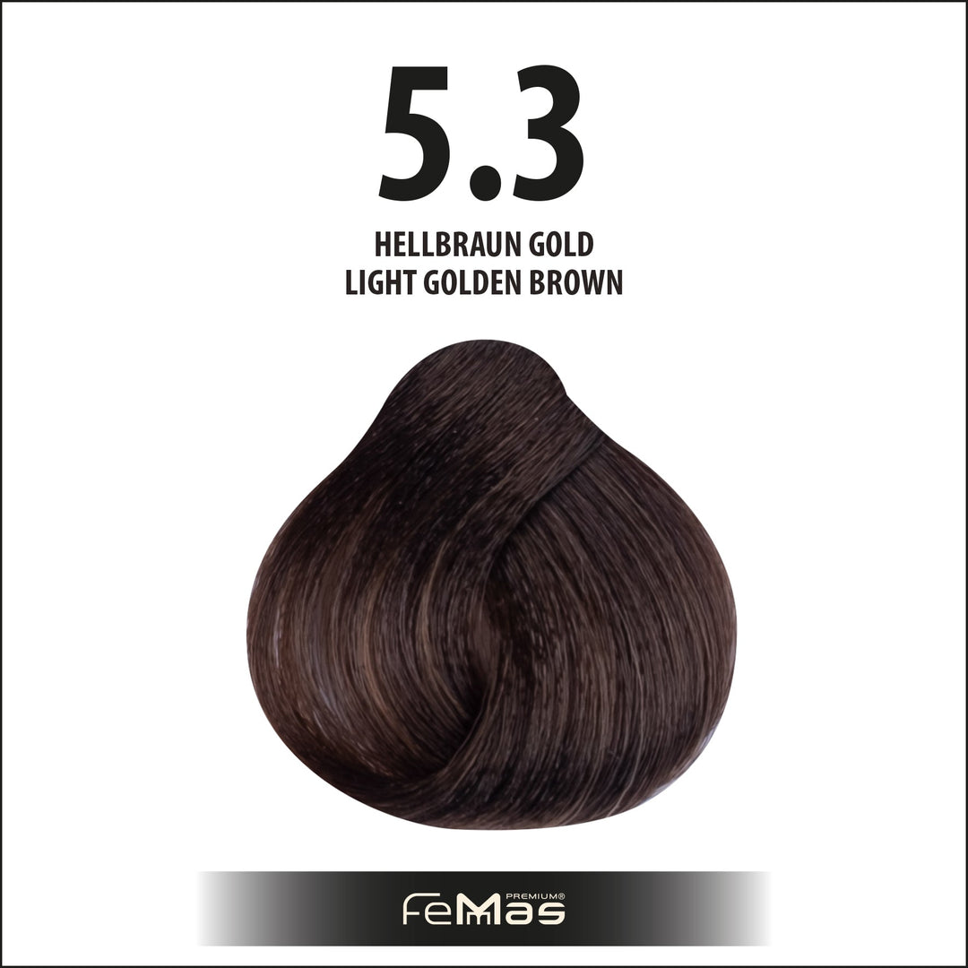 FemMas Haarfarbe 100 ml - Hellbraun Gold (Farbcode: 5.3)