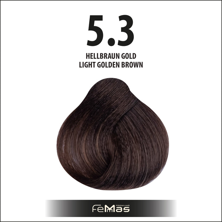 FemMas Haarfarbe 100 ml - Hellbraun Gold (Farbcode: 5.3)