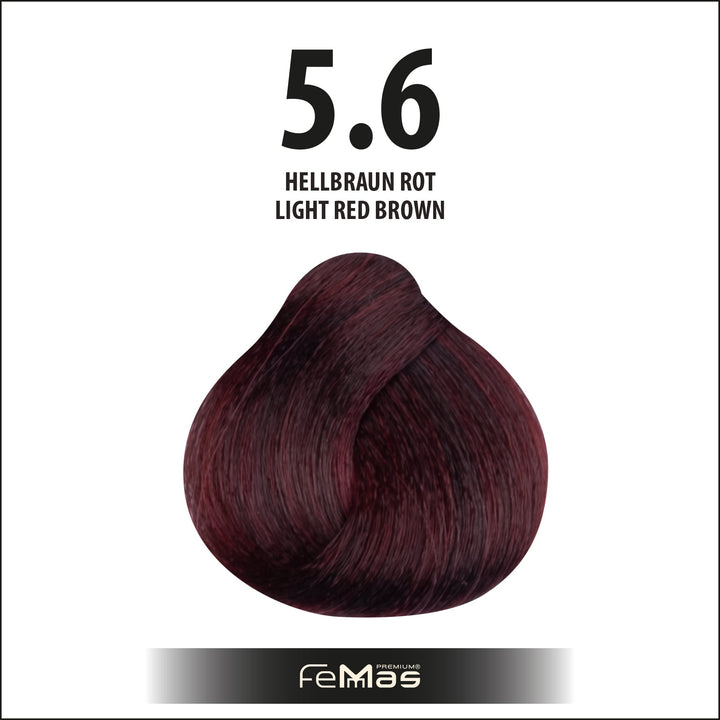 FemMas Haarfarbe 100 ml -  Hellbraun Rot (Farbcode: 5.6)