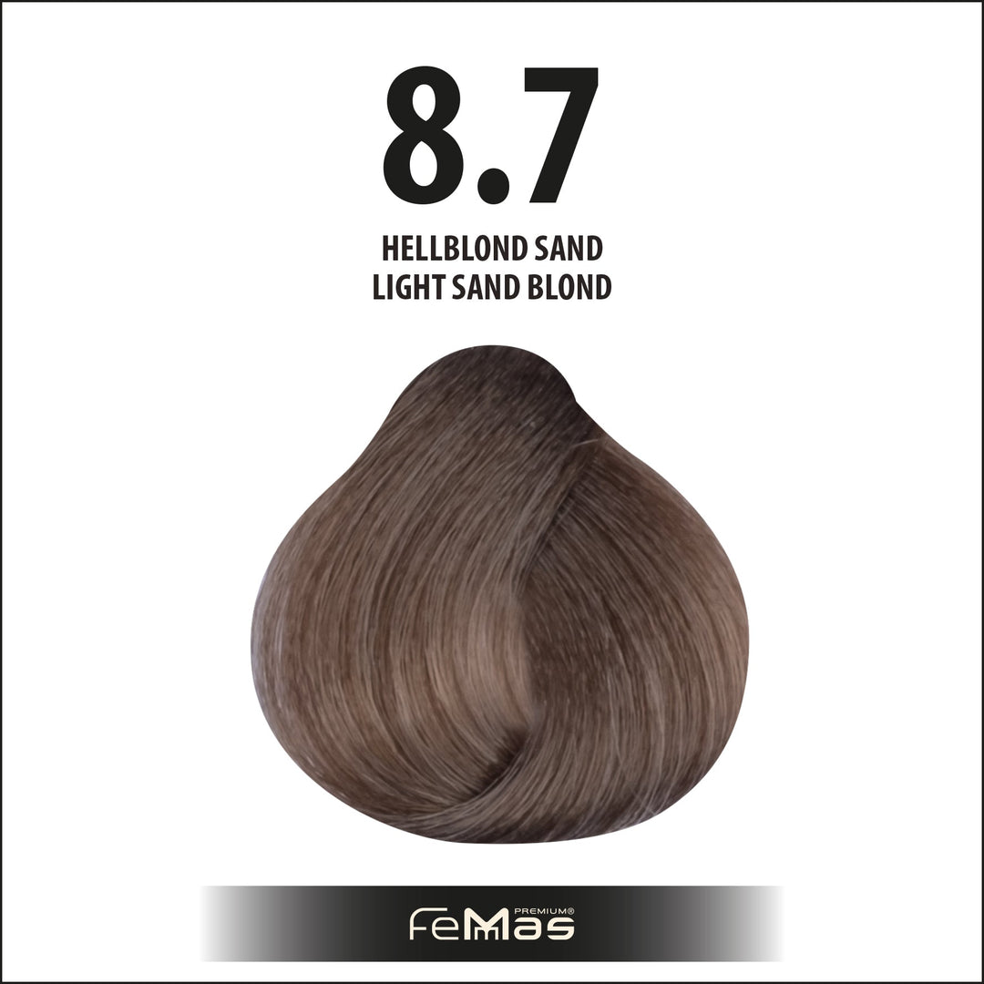 FemMas Haarfarbe 100 ml - Hellblond Sand (Farbcode: 8.7)