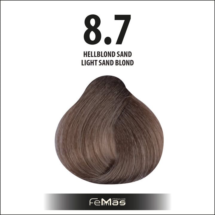 FemMas Haarfarbe 100 ml - Hellblond Sand (Farbcode: 8.7)