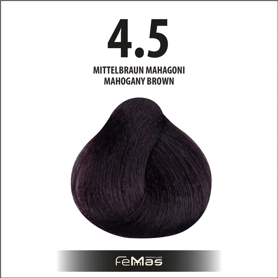 FemMas Haarfarbe 100 ml - Mittelbraun Mahagoni (Farbcode: 4.5)