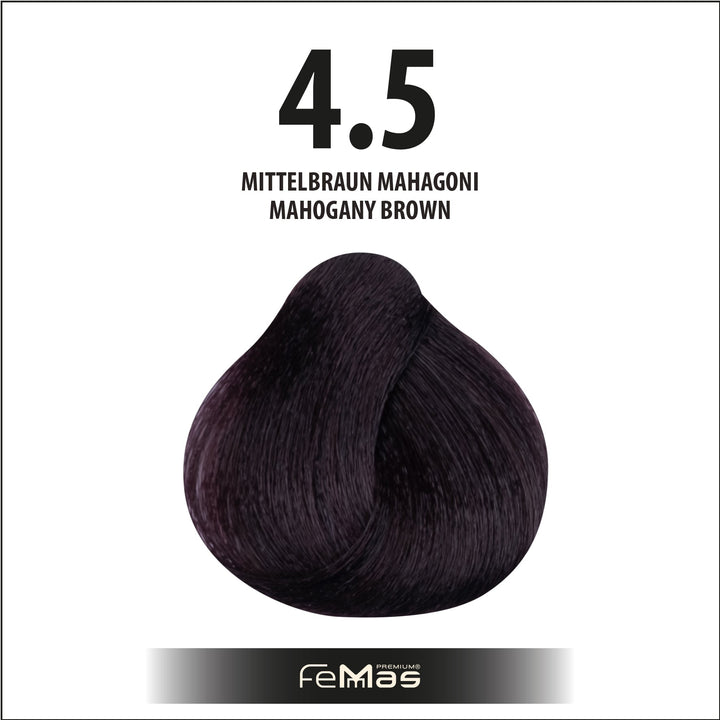 FemMas Haarfarbe 100 ml - Mittelbraun Mahagoni (Farbcode: 4.5)
