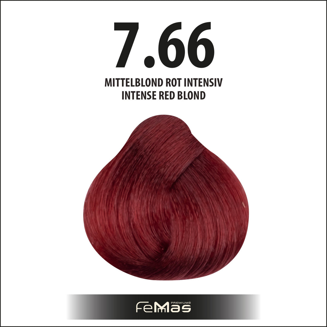 FemMas Haarfarbe 100 ml -  Mittelblond Rot Intensiv (Farbcode: 7.66)