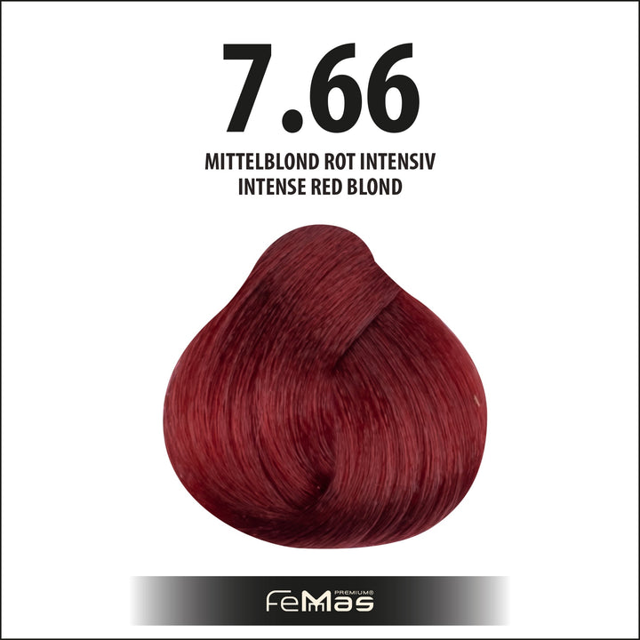 FemMas Haarfarbe 100 ml -  Mittelblond Rot Intensiv (Farbcode: 7.66)