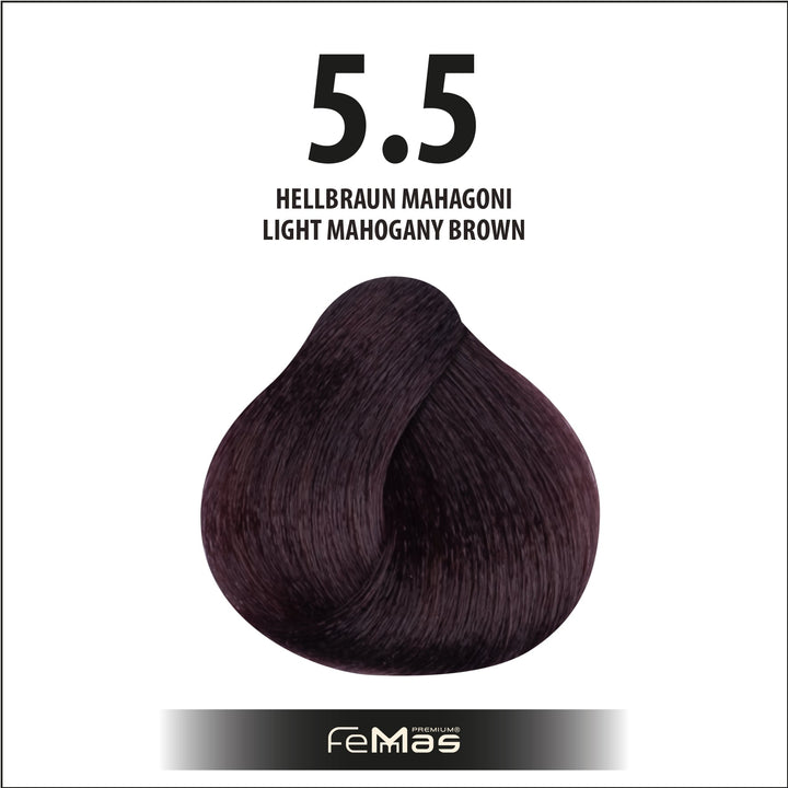 FemMas Haarfarbe 100 ml - Hellbraun Mahagoni (Farbcode: 5.5)