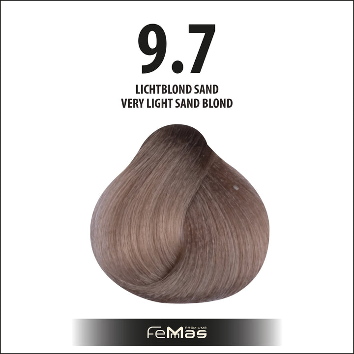 FemMas Haarfarbe 100 ml - Sehr Hellblond Sand (Farbcode: 9.7)