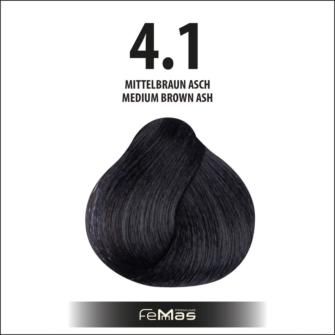 FemMas Haarfarbe 100 ml - Mittelbraun Asch (Farbcode: 4.1)