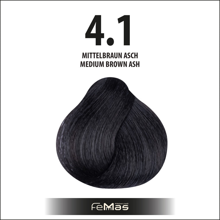 FemMas Haarfarbe 100 ml - Mittelbraun Asch (Farbcode: 4.1)