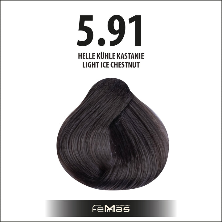 FemMas Haarfarbe 100 ml - Hellbraun Kühle Kastanie (Farbcode: 5.91)