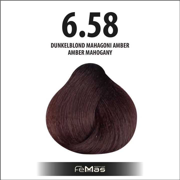 FemMas Haarfarbe 100 ml - Dunkelblond Mahagoni Amber (Farbcode: 6.58)