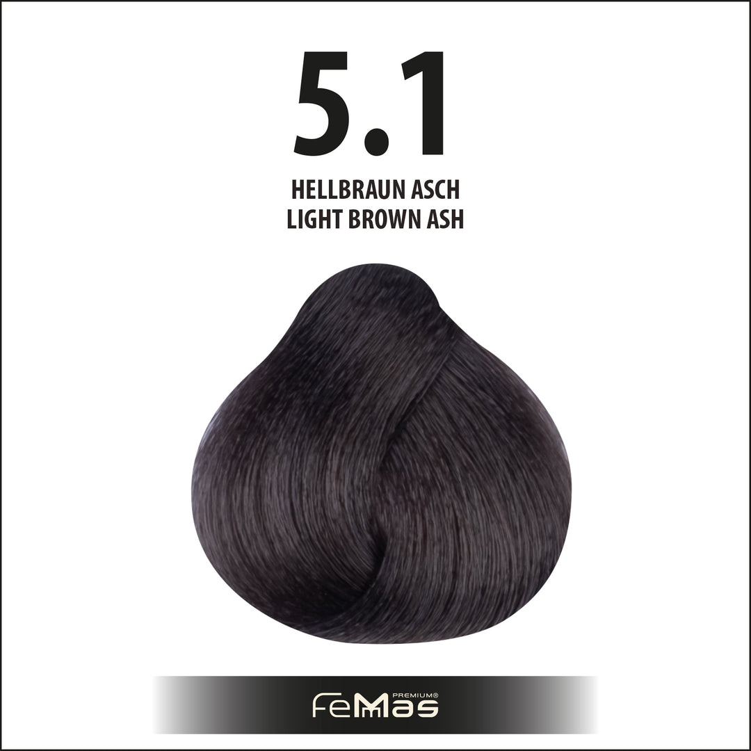 FemMas Haarfarbe 100 ml - Hellbraun Asch (Farbcode: 5.1)